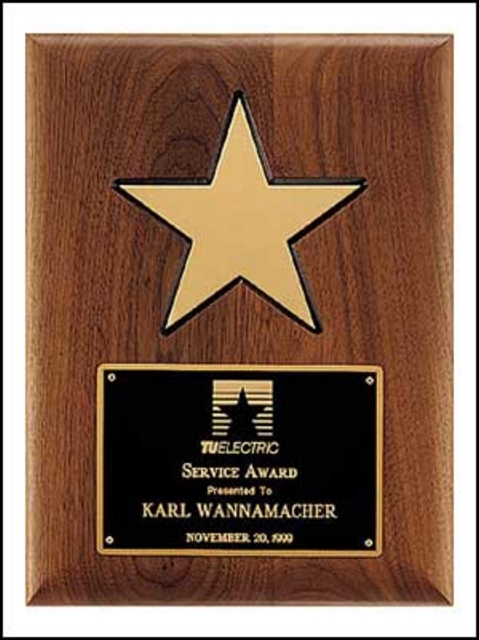 Aluminum Star on Solid Walnut Plaque (9"x12")